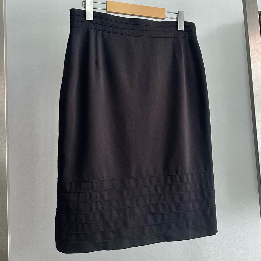 Escada 1980s Black Wool High-Waisted Pencil Skirt